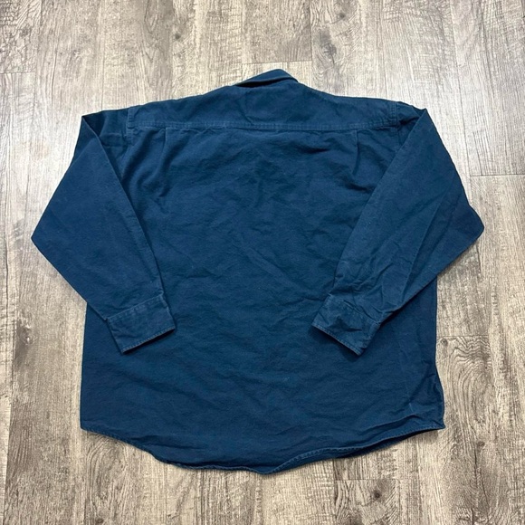 Cabela’s Deerskin Soft Chamois Button Shirt Heavy Cotton Navy Blue - Picture 2 of 4